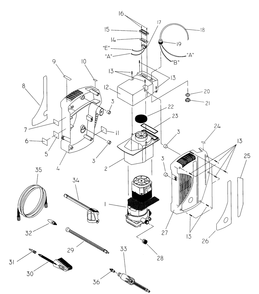 Pump And Motor Assy., Housings, Peripherals Diagram and Parts List for 1136-2-580679142  Briggs and Stratton Pressure Washer
